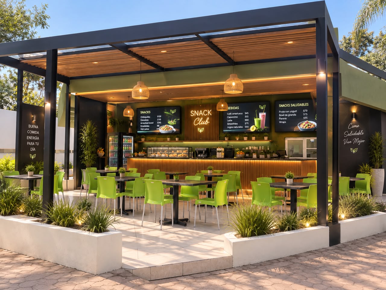 Hamburguesas con papas en un restaurante